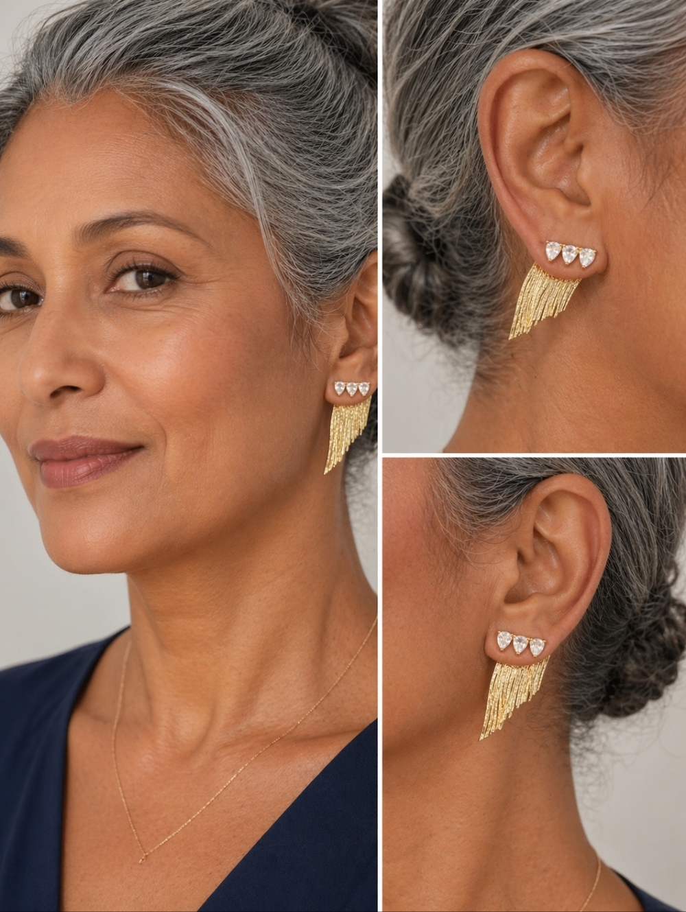 Plunder Design Gold Crystal Rhinestone Tassel Earrings